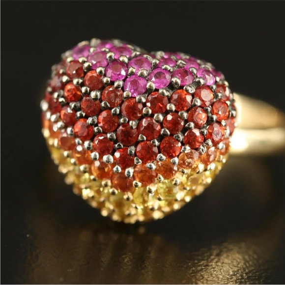 $3950 / NEW / Levian Ombre Heart Ring / Multicolor sapphire / 14K Gold - Picture 2 of 6
